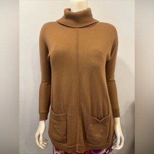Talbots Merino Wool Brown Minimalist Brown Tunic Sweater Petite Small